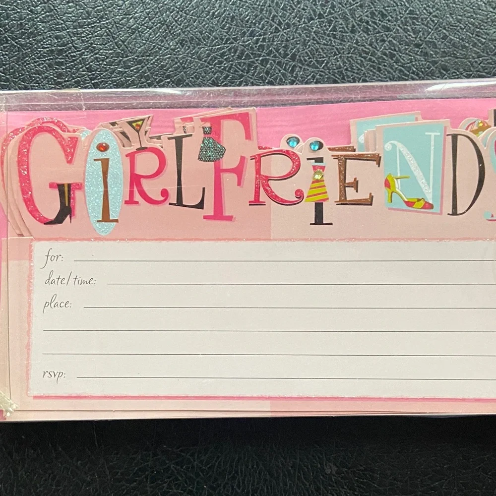 Girlfriends Pink Invitation - Set of 4. 8 per package